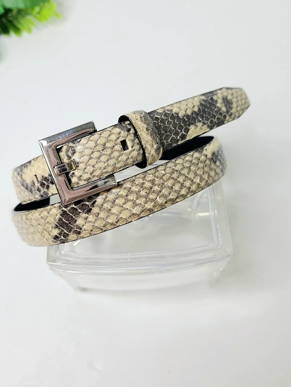Ann Taylor Snakeskin Italian Genuine Leather Vintage Belt